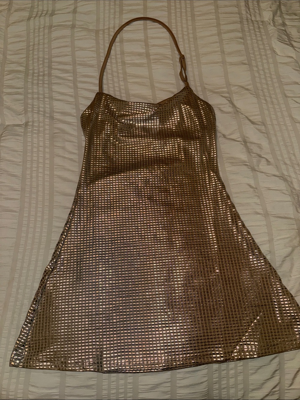 Metallic Gold & Silver Dress with Halter Strap